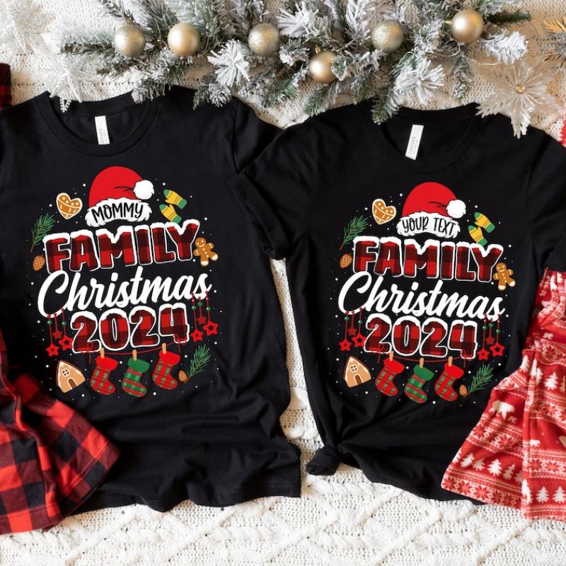 Custom Family Christmas 2024 Shirt, Funny Family Christmas Tshirt, 2024 Tee,Family Christmas Santa Tee,Custom Family  Matching